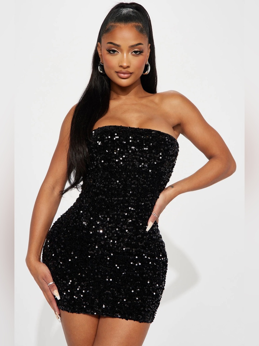 Fashion Nova Black Sequin Mini Dress